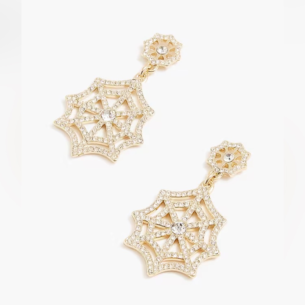 NWT J.CREW PAVE 🕷️🕸️SPIDERWEB🕸️🕷️ STATEMENT EARRINGS